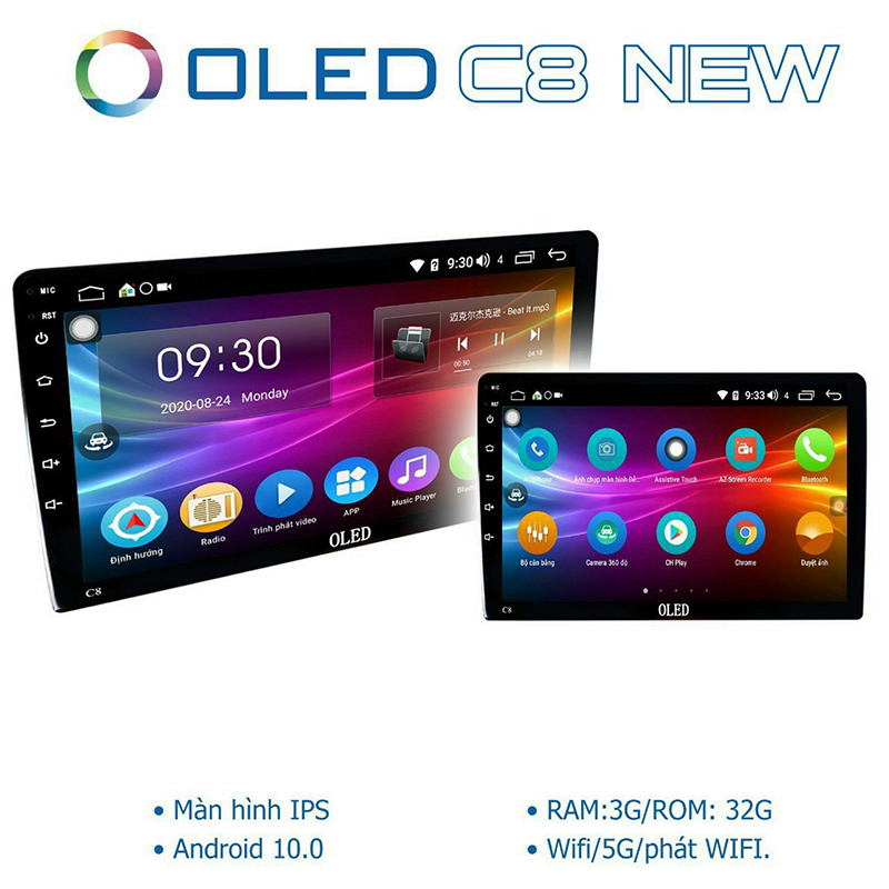 Đầu DVD Android OLED C8s New Tích Hợp Camera 360 Độ,