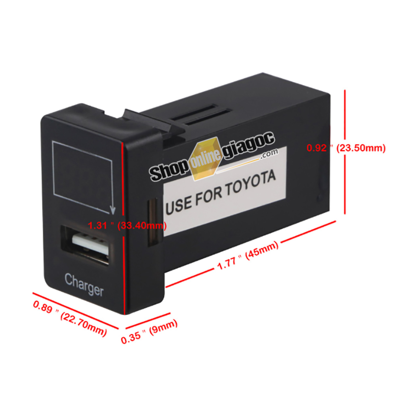 Cổng Sạc USB + Vôn Kế Điện Cho Xe Toyota Nhỏ 12V 2.1A
