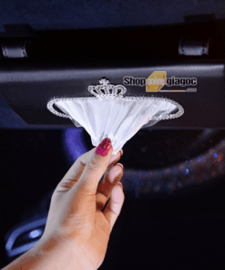 Hộp Đựng Khăn Giấy Đính Pha Lê Gắn Tấm Che Nắng SPW02