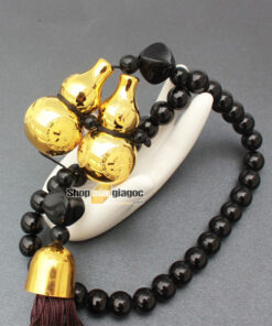 Dây Treo Phong Thủy Hồ Lô Đôi Mạ Vàng Cho Ô Tô