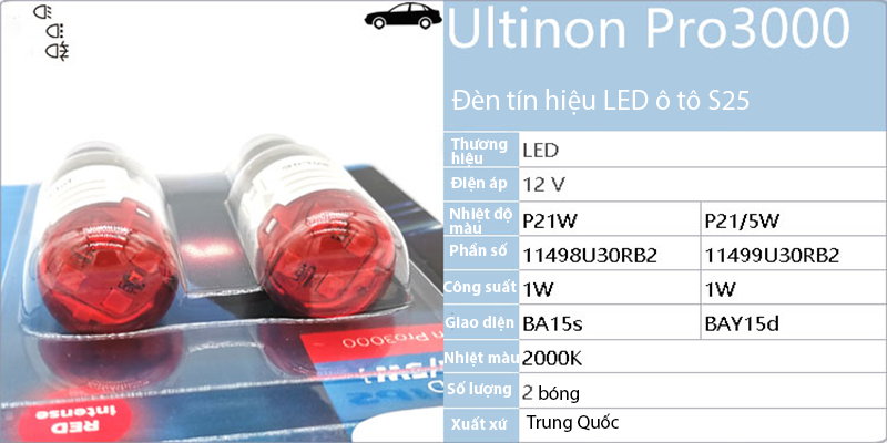 Đèn Tín Hiệu Ô Tô Led Philips Ultinon Pro3000 S25 P21W 6