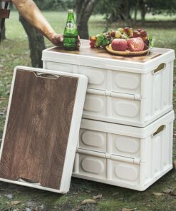 Thùng Nhựa Đựng Đồ Nắp Gỗ Gấp Gọn Đa Năng